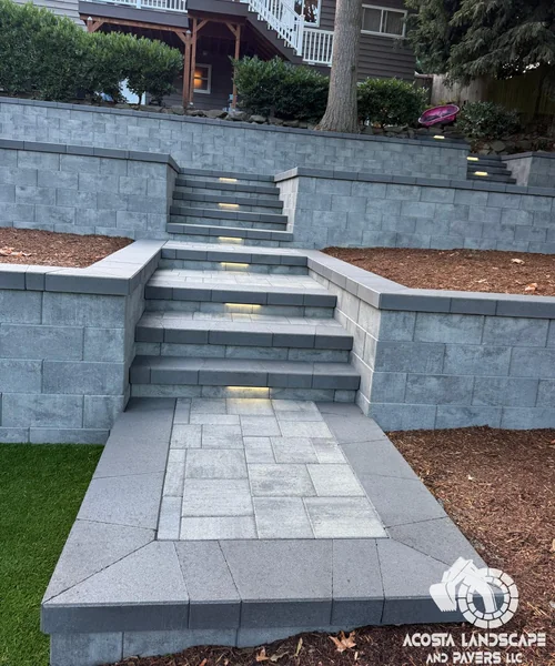 Landscape Design, Tiered Paver Patio & Turf